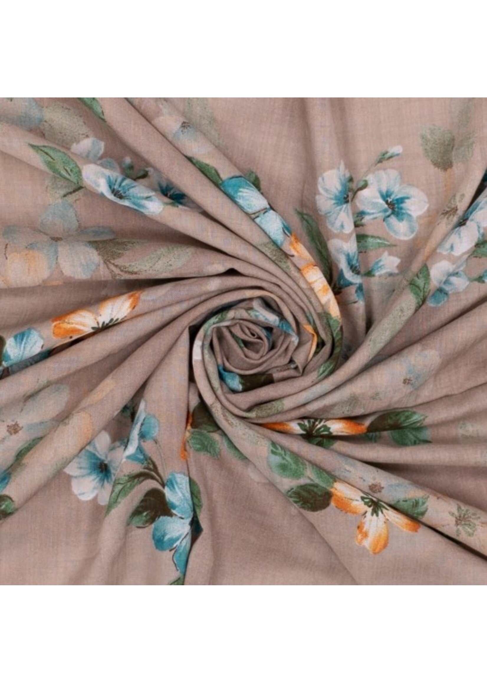 Bruine bloempjes - Viscose (16.20 p.m)