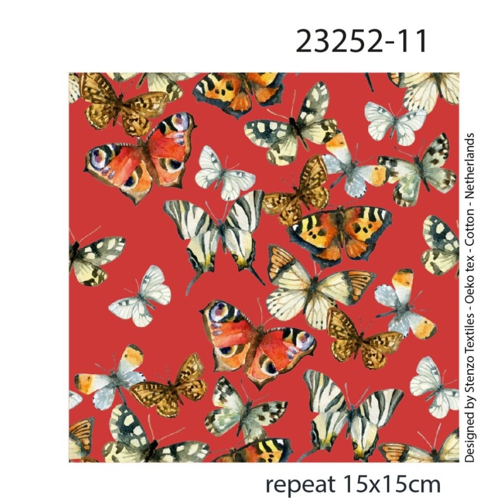 Vlinders, rood - Katoen tricot (18.90 p.m)
