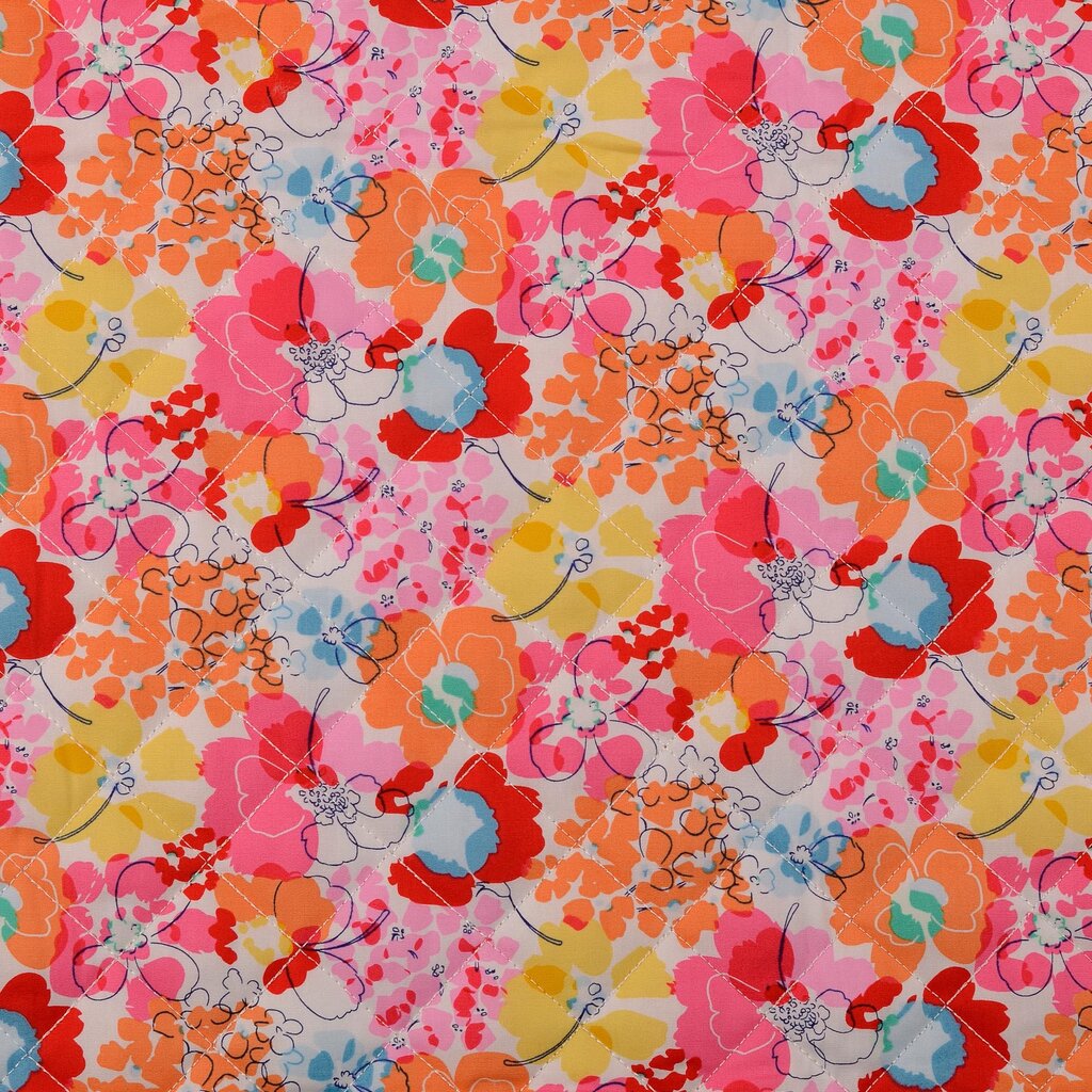 Oranje bloemen - gestepte/quilted (29.00 p.m)