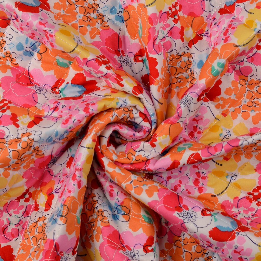 Oranje bloemen - gestepte/quilted (29.00 p.m)