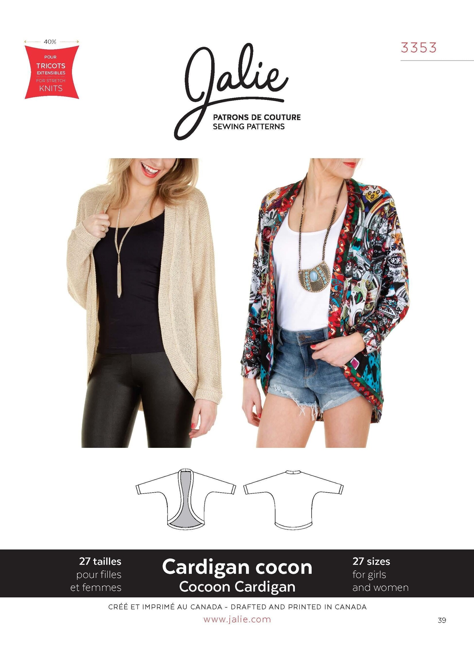 Cardigan Cocon - Jalie Patterns