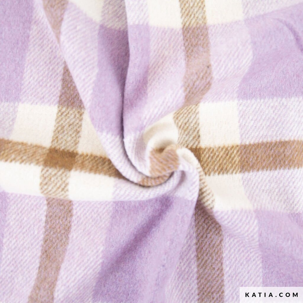 PLAID BIG FLANNEL Lilac & Coffee - Mantelstof (16.00 p.m)