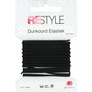 Dun koord elastiek zwart 1.4mm 4 meter