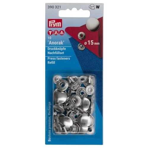 Prym Drukknopen 'Anorak'. 15mm 390301 Prym Drukknopen 'Anorak'. 15mm 390301