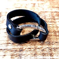 Tiny Round wire oval ring shawl cuff - bracelet black