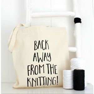 Kelly Conor Designs Tas back away from the knitting