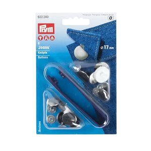 Prym Jeansknopen gladde kap 17mm zilver 622240