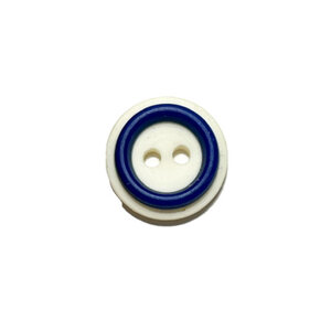 Knoop kunststof 2 gaten 12.5 mm blauw/wit