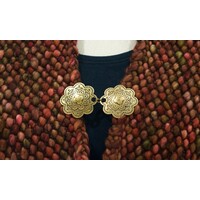 Shawl/vest clip Bloem goudkleur