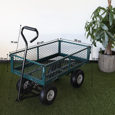 Chariot à tirer professionnel vert remorque de jardin 