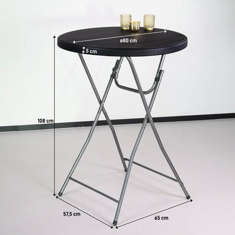 Lizzely Garden & Living Table haute mange debout noir 80cm