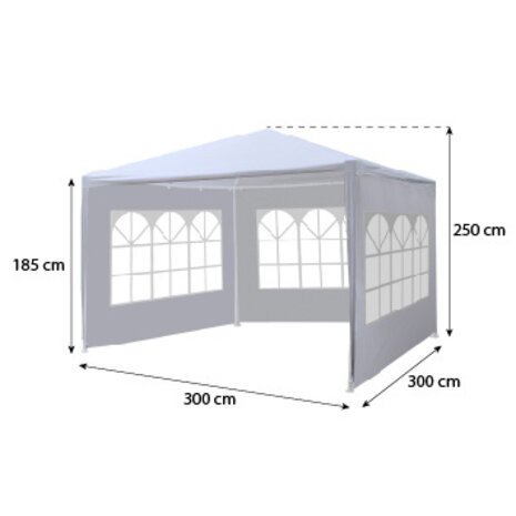 Lizzely Garden & Living Tente de réception 3x3m blanc budget trois parois latérales tonnelle de jardin Lizzely Garden & Living Tente de réception 3x3m blanc budget trois parois latérales tonnelle de jardin