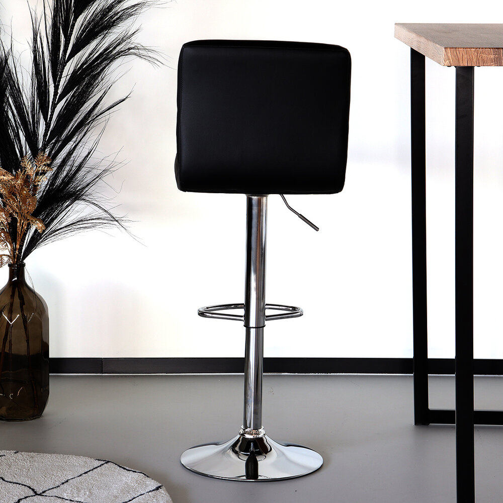 Tabouret de bar Anel simili cuir noir