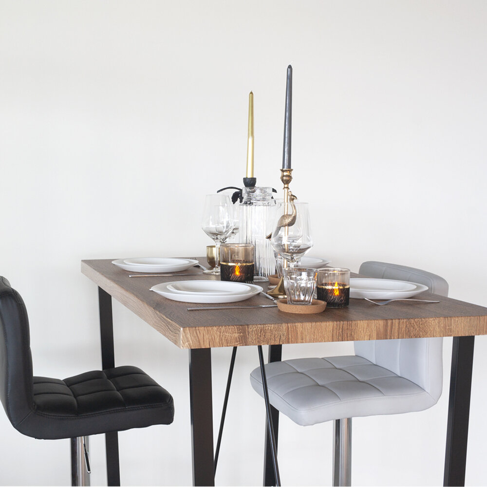 Tabouret de bar Anel simili cuir noir