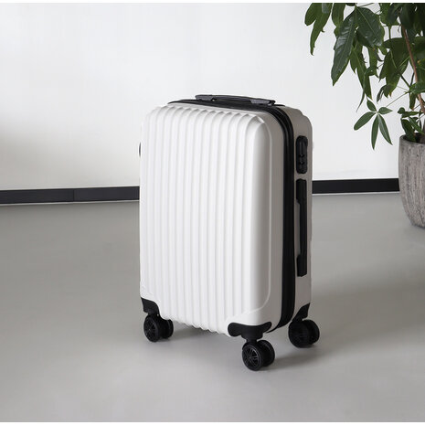 Lizzely Garden & Living Valise blanc bagage à main 55cm 4 roulettes avec code valise cabine
