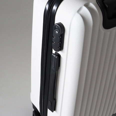 Lizzely Garden & Living Valise blanc bagage à main 55cm 4 roulettes avec code valise cabine