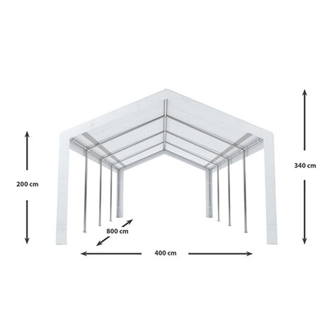 Lizzely Garden & Living Tente de réception 4x8m semi professionnelle 180 gr/m² PE blanc tonnelle de jardin