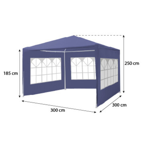 Lizzely Garden & Living Tente de réception 3x3m bleu budget trois parois latérales tonnelle de jardin Lizzely Garden & Living Tente de réception 3x3m bleu budget trois parois latérales tonnelle de jardin
