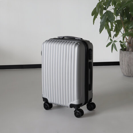 Lizzely Garden & Living Valise argent bagage à main 55cm 4 roulettes avec code valise cabine