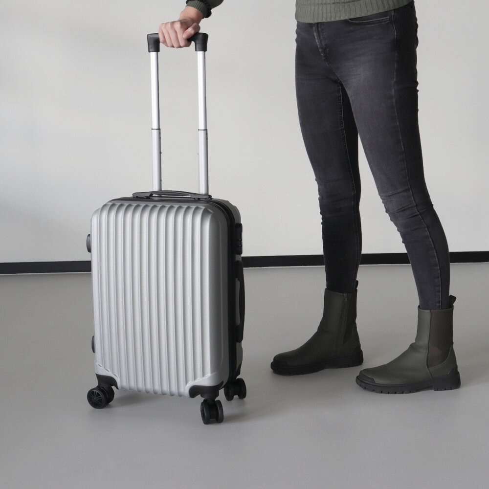Valise argent bagage à main 55cm 4 roulettes avec code valise cabine