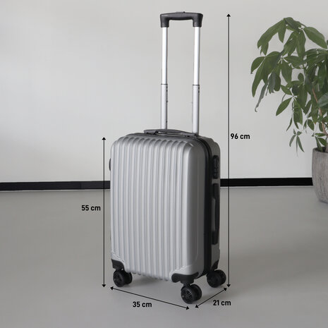 Lizzely Garden & Living Valise argent bagage à main 55cm 4 roulettes avec code valise cabine
