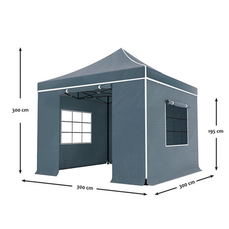 Lizzely Garden & Living Tonnelle de jardin Easy Up pliable luxe 3x3m gris Lizzely Garden & Living Tonnelle de jardin Easy Up pliable luxe 3x3m gris