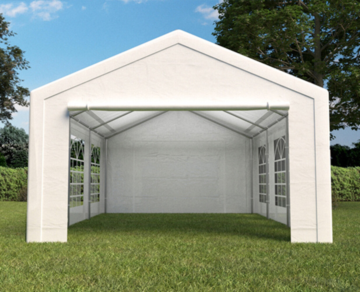 Tente de réception 4x6m semi professionnelle 180 gr/m² PE blanc tonnelle de jardin