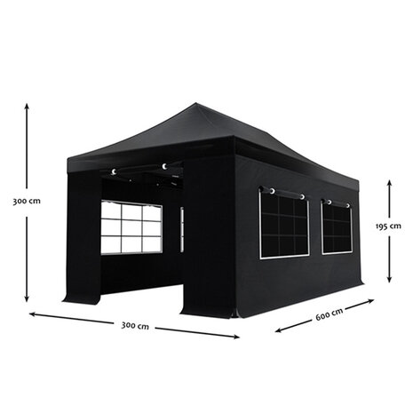 Lizzely Garden & Living Tonnelle de jardin Easy Up pliable luxe 3x6m noir Lizzely Garden & Living Tonnelle de jardin Easy Up pliable luxe 3x6m noir