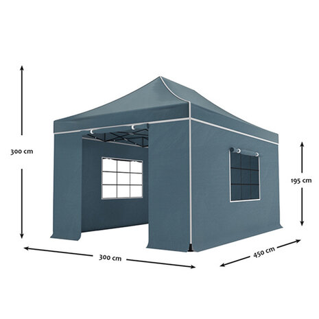 Lizzely Garden & Living Tonnelle de jardin Easy Up pliable luxe 3x4,5m gris