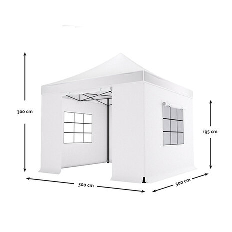 Lizzely Garden & Living Tonnelle de jardin Easy Up pliable luxe 3x3m blanc