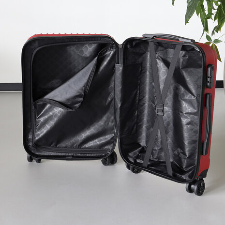 Lizzely Garden & Living Valise rouge bagage à main 55cm 4 roulettes avec code valise cabine