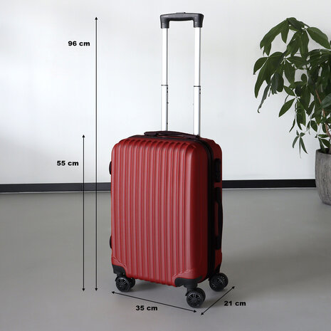 Lizzely Garden & Living Valise rouge bagage à main 55cm 4 roulettes avec code valise cabine