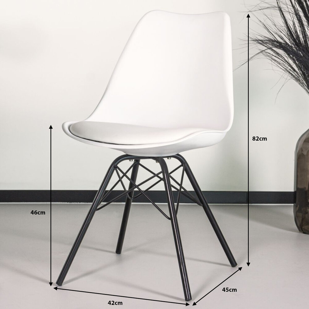 Chaise de salle à manger Avy blanc avec rembourrage à l'assise