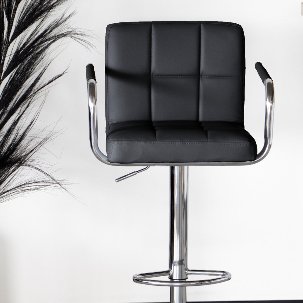 Tabouret de bar Anel simili cuir noir avec accoudoirs