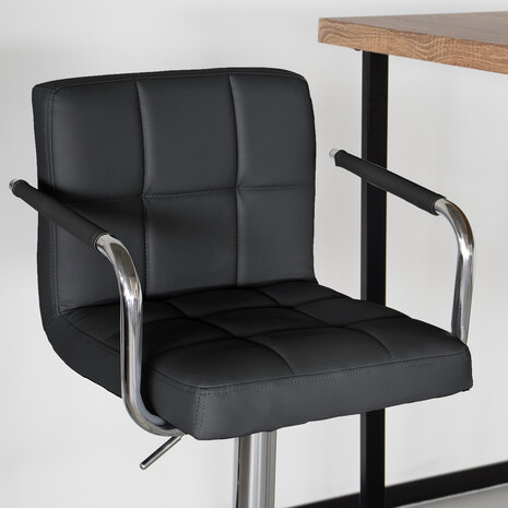 Lizzely Garden & Living Tabouret de bar Anel simili cuir noir avec accoudoirs