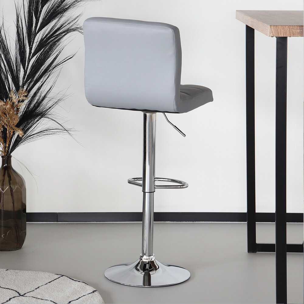 Tabouret de bar Anel simili cuir gris clair