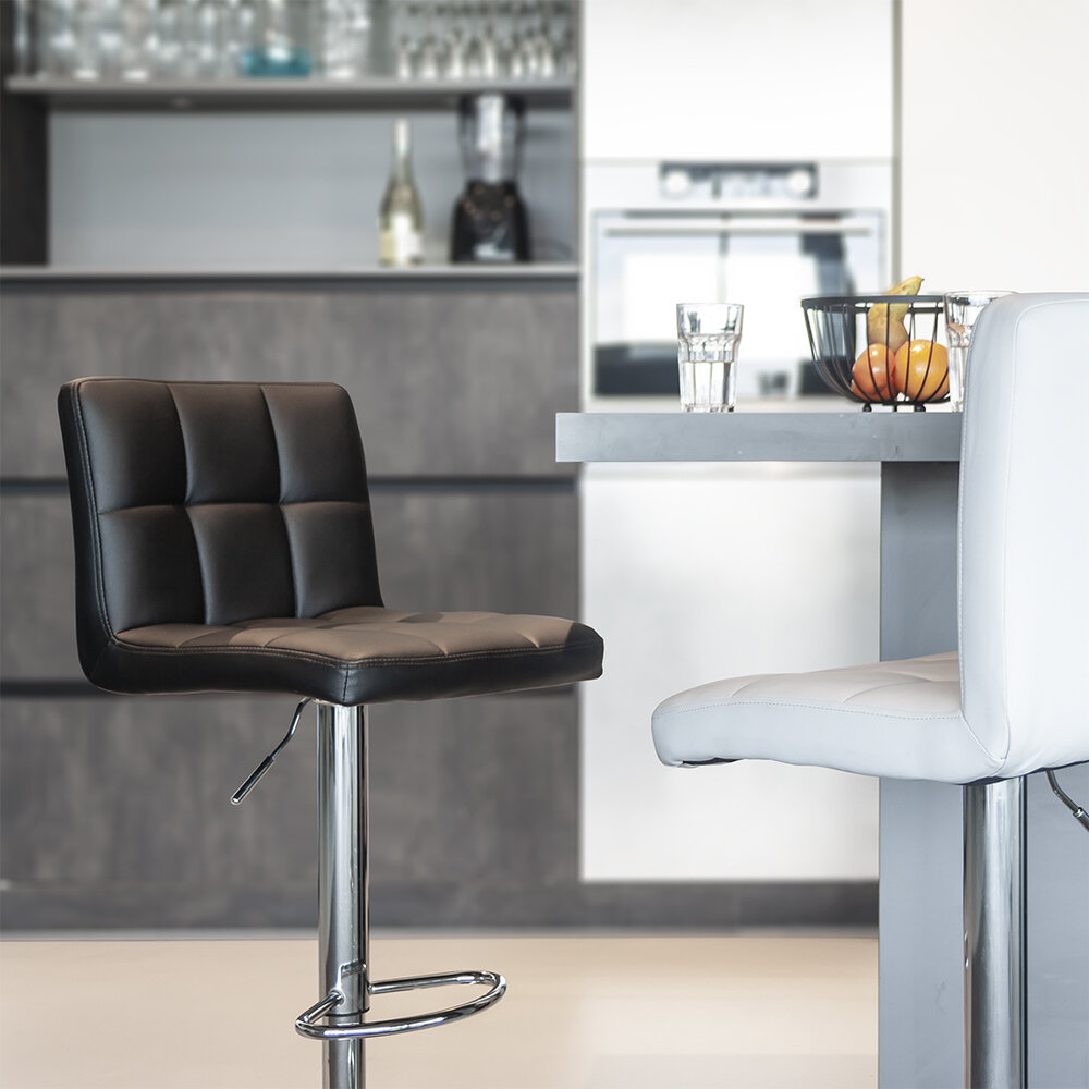 Tabouret de bar Anel simili cuir gris clair