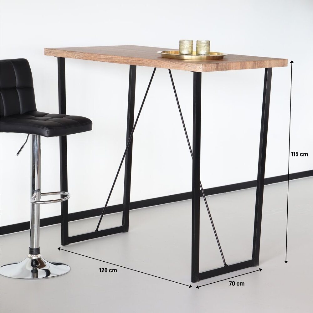 Table de bar industrielle Djax MDF bois 120cm table haute