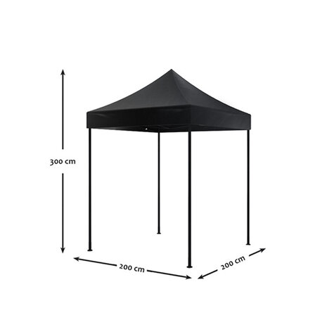 Lizzely Garden & Living Tonnelle de jardin Easy Up pliable Luxe 2x2m noir sans parois latérales