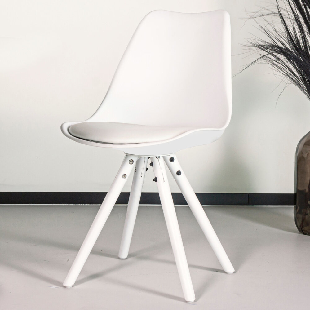 Chaise de salle à manger Liv blanc avec rembourrage à l’assise