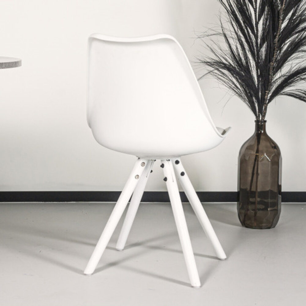 Chaise de salle à manger Liv blanc avec rembourrage à l’assise