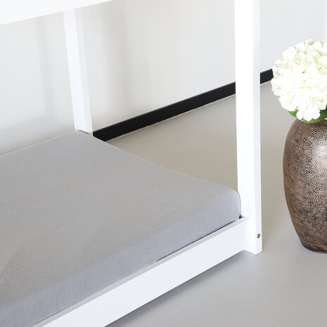 Lizzely Garden & Living Lit cabane montessori pour enfant 146x78cm Puckie blanc avec les lattes