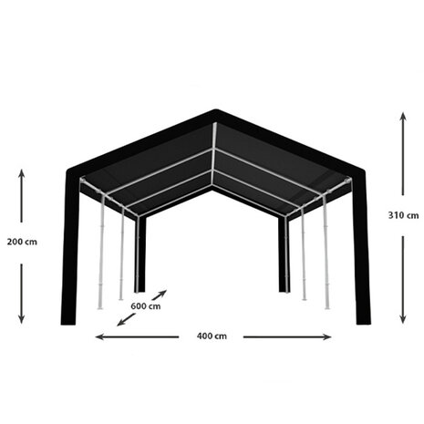 Lizzely Garden & Living Tente de réception 4x6m semi professionnelle 180 gr/m² PE noir tonnelle de jardin