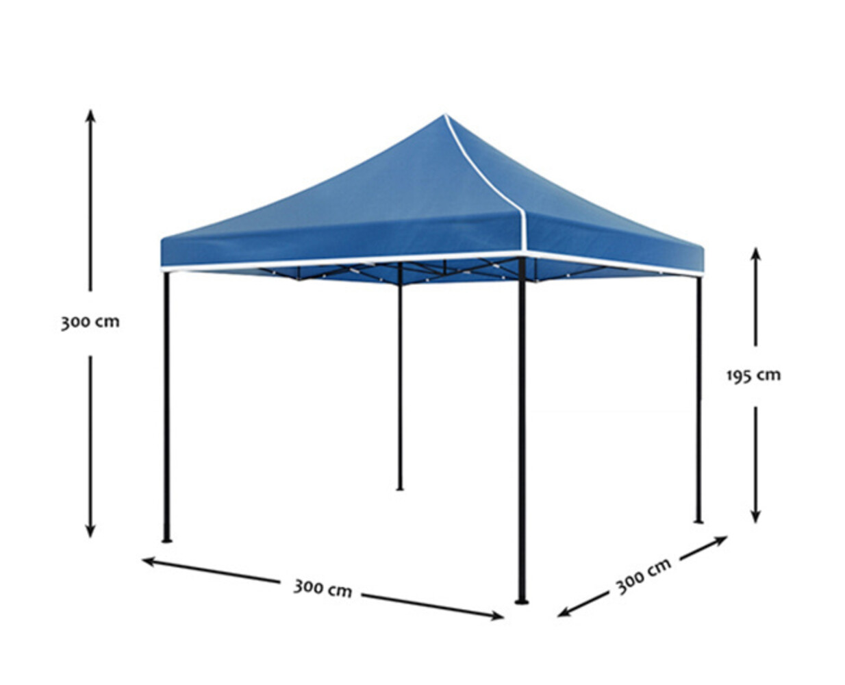 Tonnelle de jardin Easy Up pliable luxe 3x3m bleu sans parois latérales