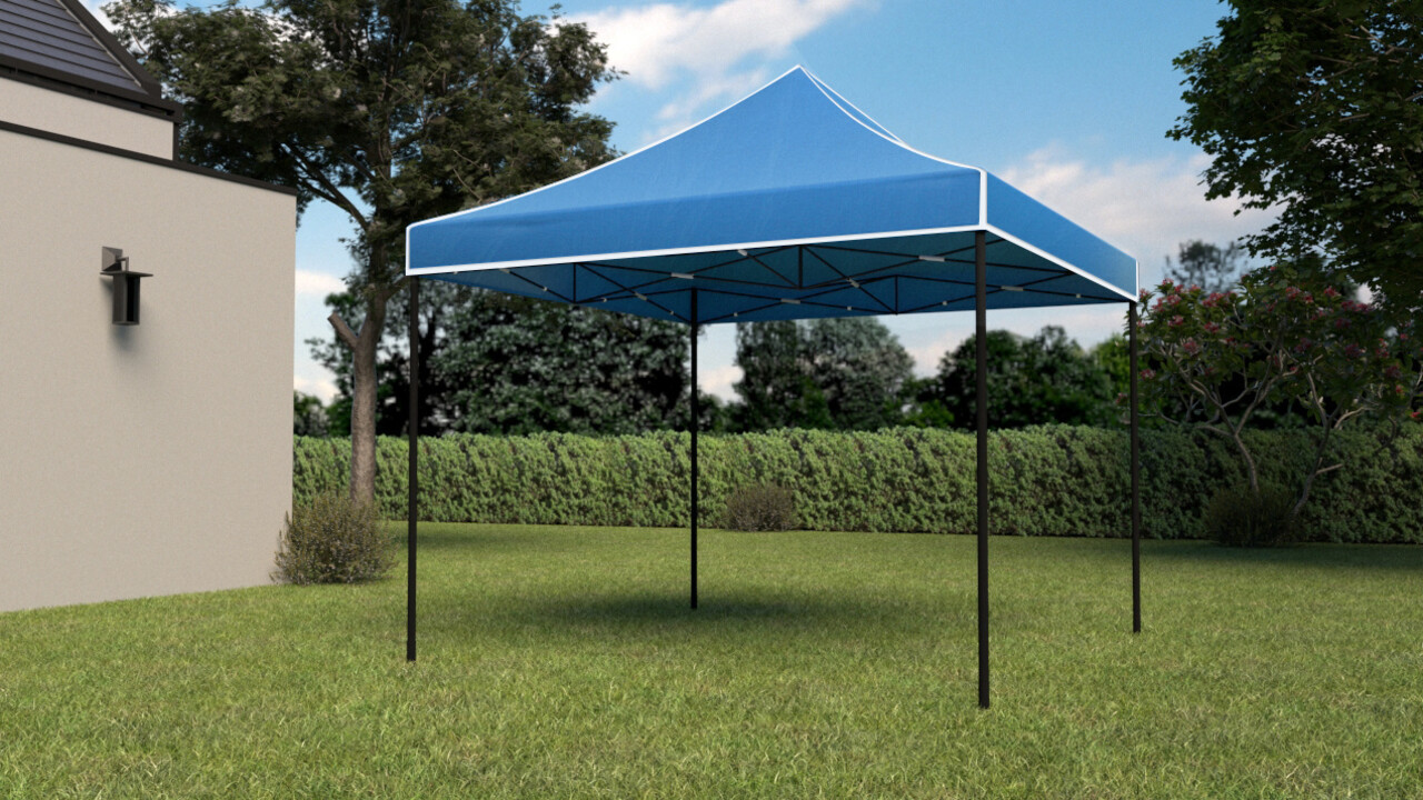 Tonnelle de jardin Easy Up pliable luxe 3x3m bleu sans parois latérales