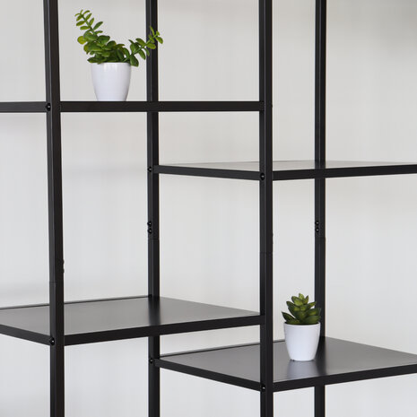 Lizzely Garden & Living Etagère de rangement et à livres, bibliothèque murale industriel Gina acier noir 90x185cm