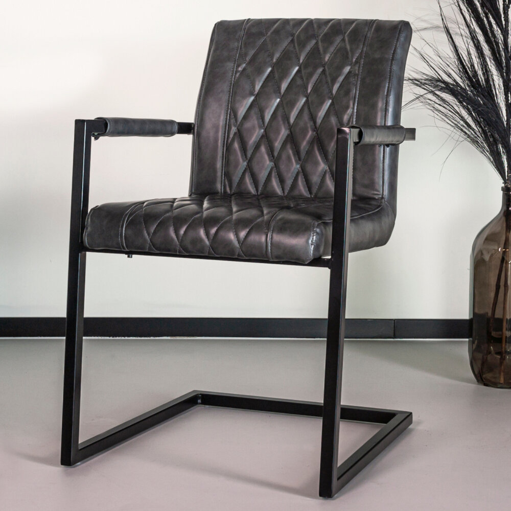 Chaise de salle à manger Joey Kuge Design anthracite avec accoudoirs