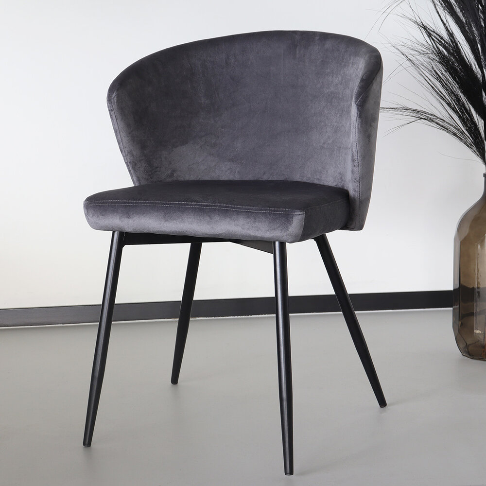 Chaise de salle à manger Felix gris velours Chaise de salle à manger Felix gris velours