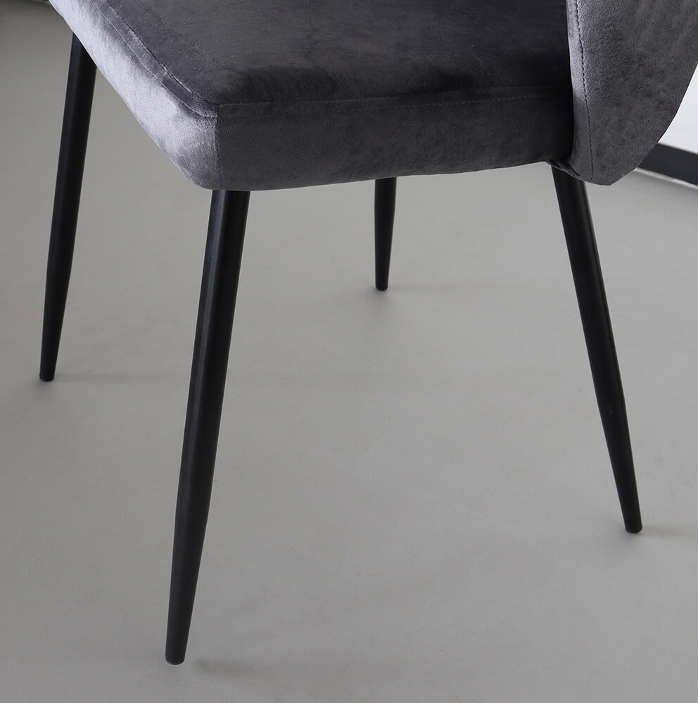 Chaise de salle à manger Felix gris velours Chaise de salle à manger Felix gris velours