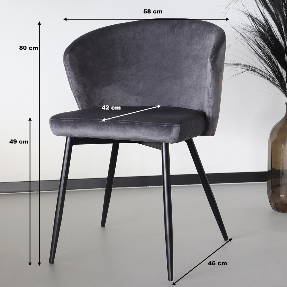 Chaise de salle à manger Felix gris velours Chaise de salle à manger Felix gris velours